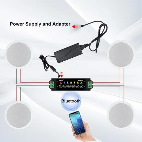 Vista 2 de Herdio - Paquete de altavoces de techo de 16,5 cm, 640 vatios, 2 vías, Bluetooth, ideal para sistema de cine en casa, sala de estar, oficina