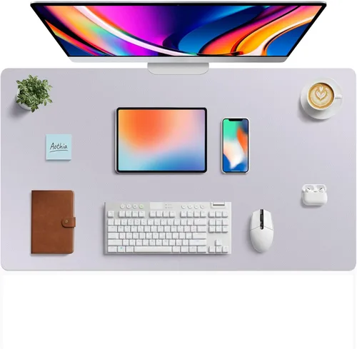 Vista 218 de Aothia - Protector de escritorio de cuero sintético impermeable y antideslizante para laptop, escritura y mouse, para oficina y hogar, 23.6 x 13.7