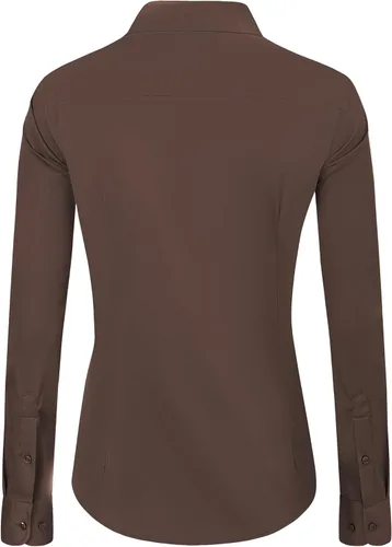 Vista 2 de J.VER Camisas de vestir para mujer, de manga larga, con botones, sin arrugas, blusa de trabajo sólida