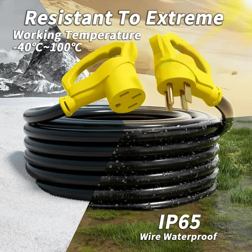 Vista 5 de PlugSaf NEMA 14-50P/14-50R 3 pies 50 Amp cable de extensión RV/EV para exteriores con mango de agarre, cable de alimentación RV STW flexible de 4