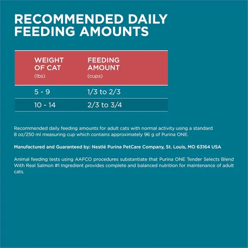 Vista 5 de Purina ONE Alimento seco natural para gatos, Tender Selects mezcla con salmón real, bolsa de 3.5 libras