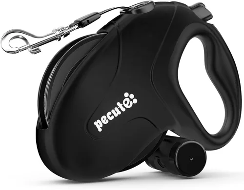 Pecute Correa retráctil para perro de 32 pies con tiras reflectantes, sin enredos de 360°, control de un botón y material de nailon resistente,